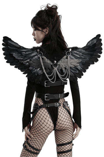 Elegant Exquisite Black Feathered Wings for Costumes